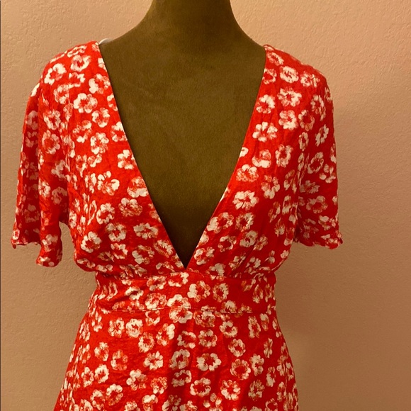 LULUS Floral Red And White Dress. - Picture 2 of 7